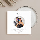 Square Circular Photo Layout Playful Initials Fun Save The Date<br><div class="desc">Kick off your celebration with this playful and stylish Save the Date card featuring a circular photo layout, monogram initials, and modern typography. Perfect for fun-loving couples who want their personality to shine, this design mimics a photo booth moment with a clean square format and heart detail. Great for casual...</div>