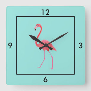 Square Clock-Flamingo Square Wall Clock