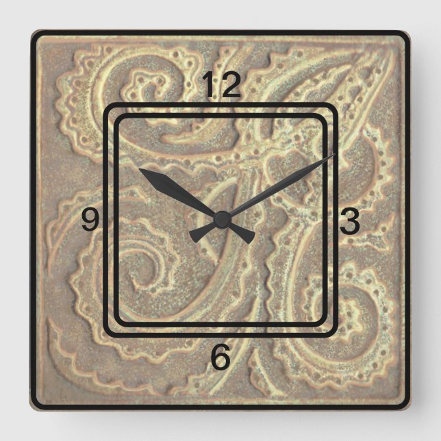  Square Clock Tan Fern tile image (Front)