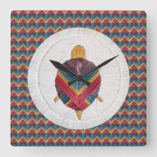 Square Clock with Turtle Star Chevron Design