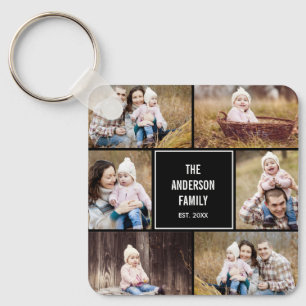 Square Collage Editable Colour Photo Keychain