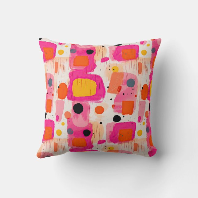 Square Colour Blocks Abstract Pattern BOHO Cushion (Back)
