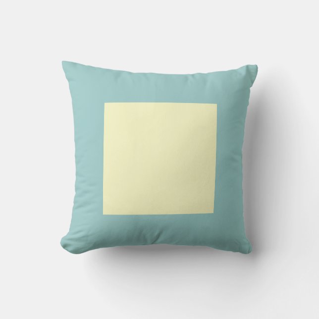 Square Colours - Pale Yellow on Lt Blue Green Cushion (Front)