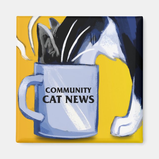 Square Community Cat News Magnet (Front)