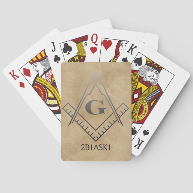 Square & Compass with Inset G - Ombre Playing Cards (Back)