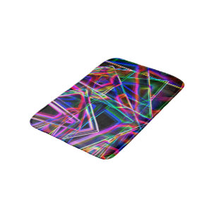 Square corners and neon coloured spots bath mat