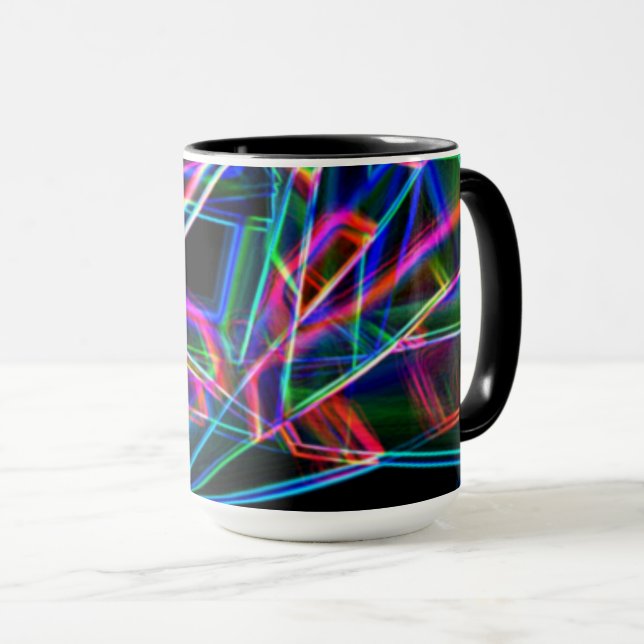 Square corners and neon colourful spots mug (Front Right)
