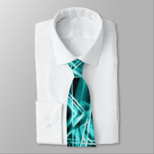 Square corners and 'neon' cyan or sky blue spots tie