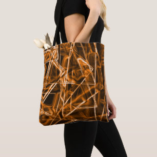 Square corners and 'neon' orange spots tote bag