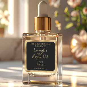 Square cosmetics product label - black & gold