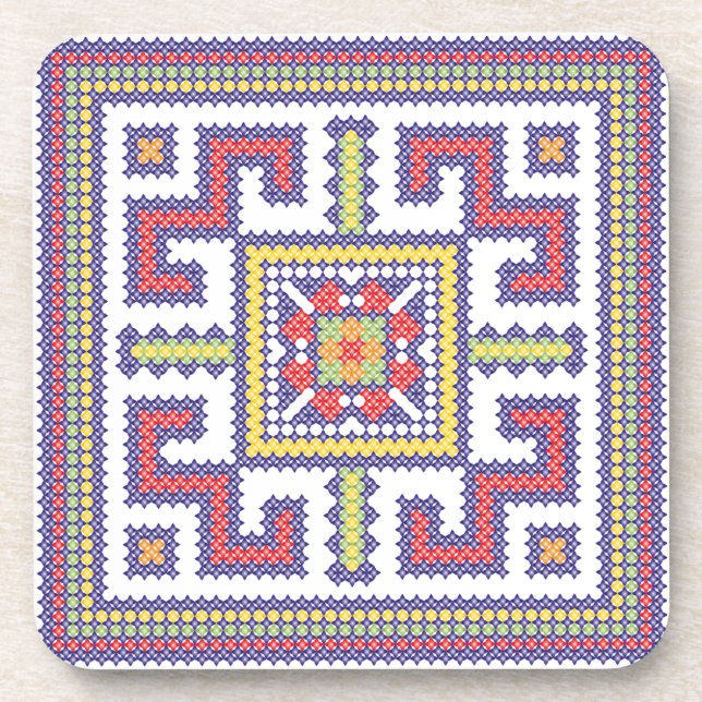 Square cross-stitch pattern coaster (Front)