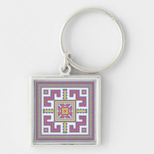Square cross-stitch pattern key ring