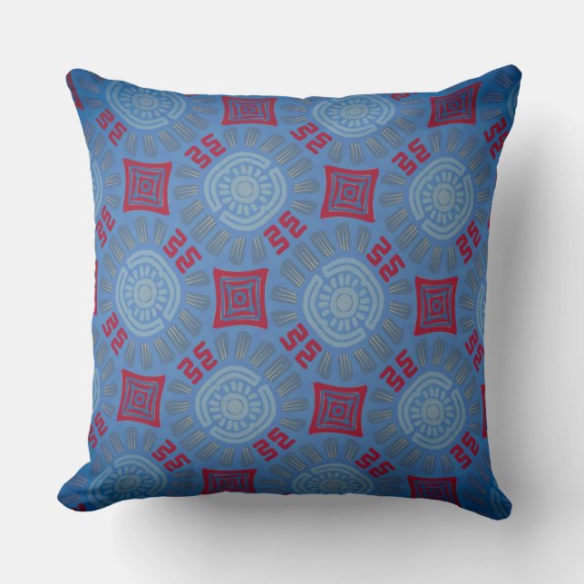 Square cushion Jimette gray red blue Design (Front)