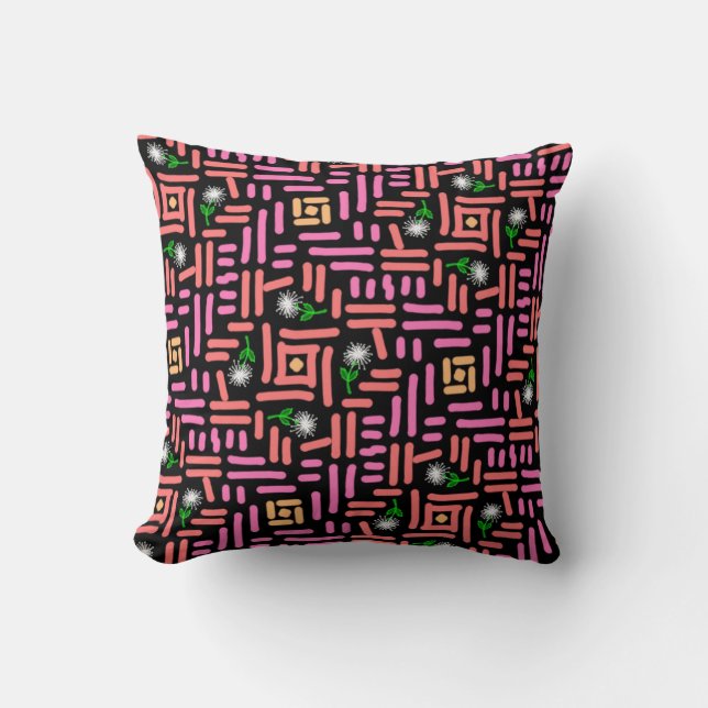 Square cushion Jimette Pink Design with flower (Front)