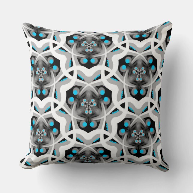 Square cushion Jimette Turquoise white gray design (Front)