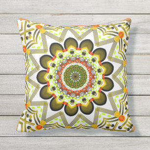 Square cushion of your orange, yellow, red Mandala
