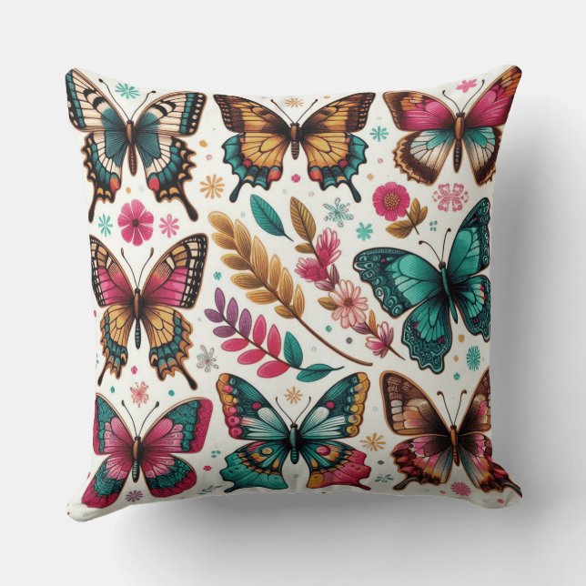 square cushion with butterfly stamp (Back)
