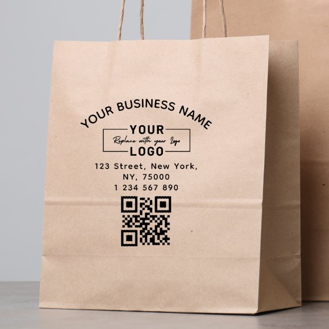 Square Custom Business Logo Qr Code & Address  Rubber Stamp (Creator Uploaded)