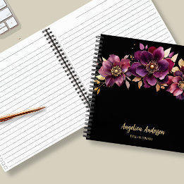 Square Custom Purple Floral  Notebook