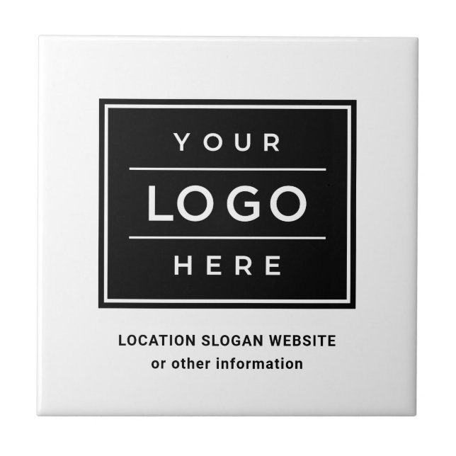 Square Custom White Business Logo Company Branded Ceramic Tile (Front)