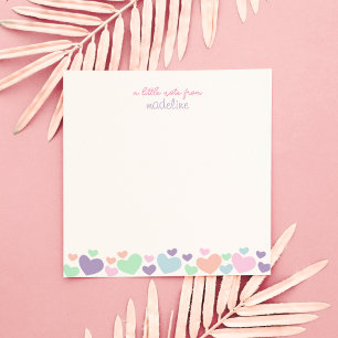 Square Cute Colourful Heart Girly Script Stationar Card