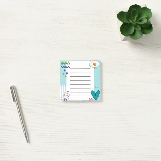 Square Cute Doodle Cartoon Memo Notes (Office)