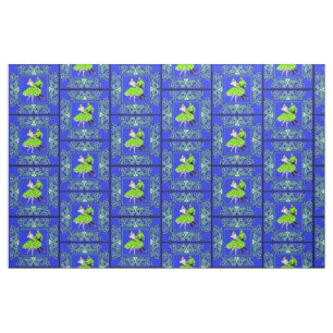 Square Dance Couple Green And Blue Bandanna 2 Fabric