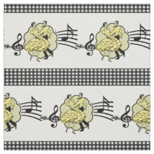 Square Dance Couple Yellow Check Dress Black Check Fabric