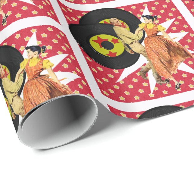 Square Dance or 50"s Dancers Gift Wrapping Paper (Roll Corner)