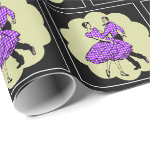 Square Dancers Country Dancers Wearing Purple Wrapping Paper