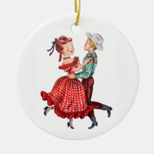 Square Dancing Ceramic Ornament