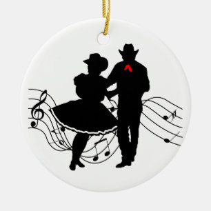 Square Dancing Ceramic Ornament