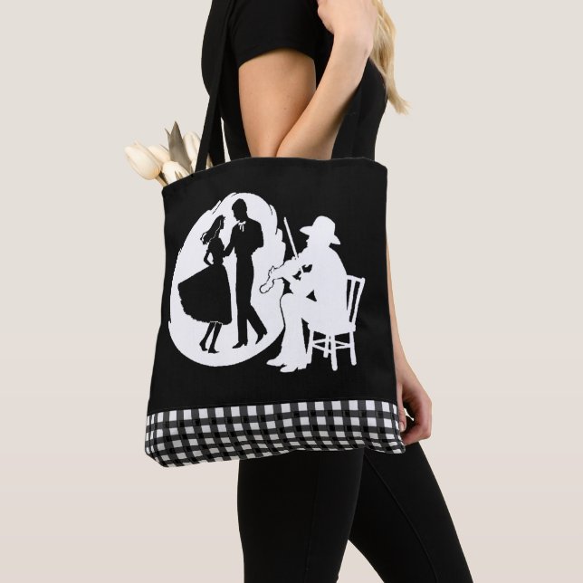 Square Dancing Country Dancers W/ Fiddle Player Tote Bag (Close Up)