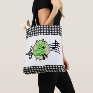 Square Dancing Couple in Green Check Outfits Tote Bag