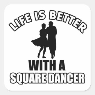 Square dancing designs square sticker