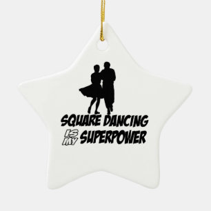 square dancing is my superpower ceramic ornament
