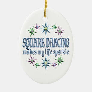 Square Dancing Sparkles Ceramic Ornament