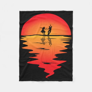 Square Dancing Sunset Square Dancer Vintage Square Fleece Blanket