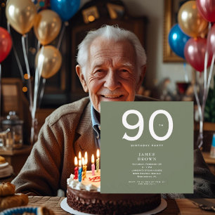 Square Dark Sage 90th Birthday Party