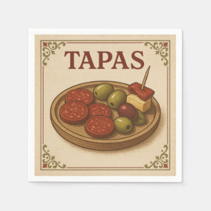 Square Design Tapas, Retro Style Napkin