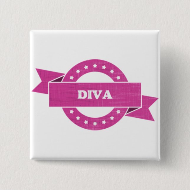 Square DIVA button. for sale. 15 Cm Square Badge (Front)