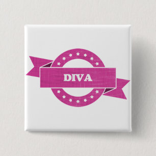 Square DIVA button. for sale. 15 Cm Square Badge