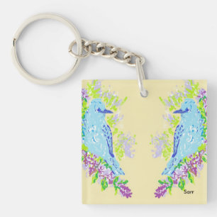 Square (double-sided) Keychain Blue Birds