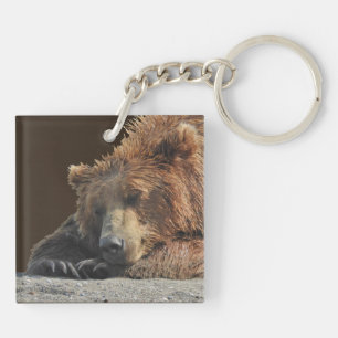 Square (double-sided) Keychain w/ grizzly cubs