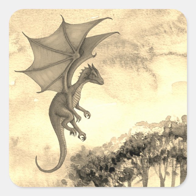 Square Dragon Sticker (Front)
