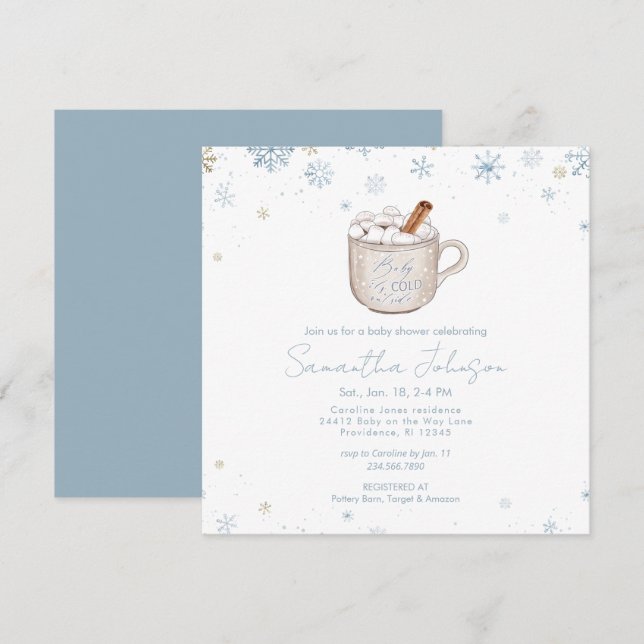 Square Dusty Blue Baby It's Cold Outside Shower (Front/Back)