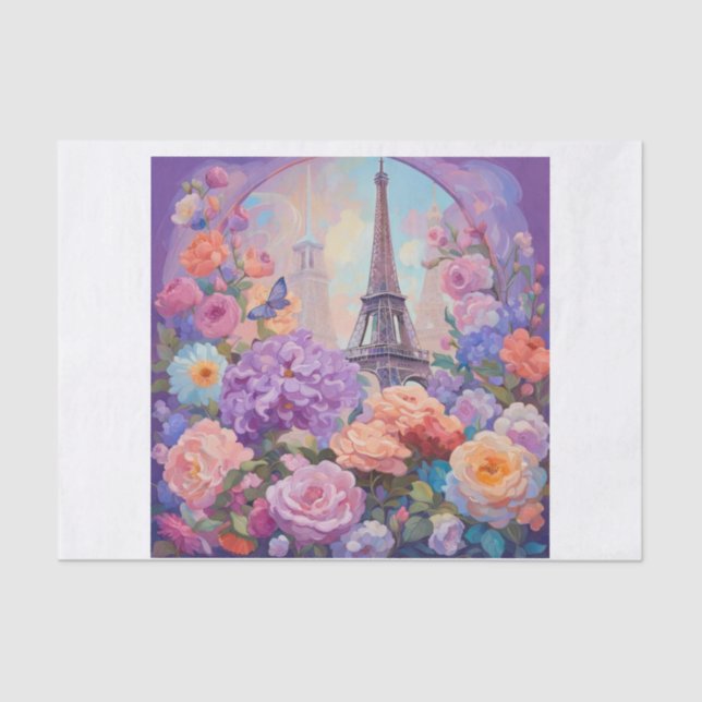 Square Eiffel Tower Pastel Decoupage Paper (Front)