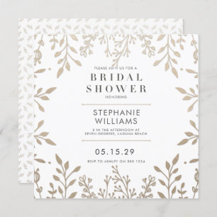 Square Elegant Antique Gold Bridal Shower Invitation
