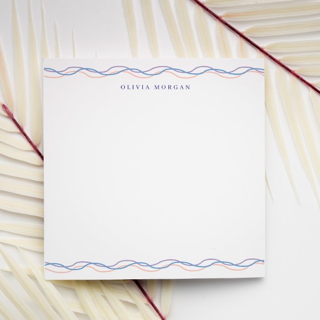 Square Elegant wavy border soft pastel tones Card (Creator Uploaded)