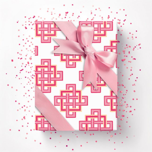 Square Endless Knot in Pink and Orange Wrapping Paper (Creator Uploaded)